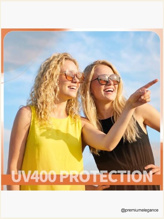 4 Retro Oversized Square Double Bridge Sunglasses UV400 Protection Unisex main image 4